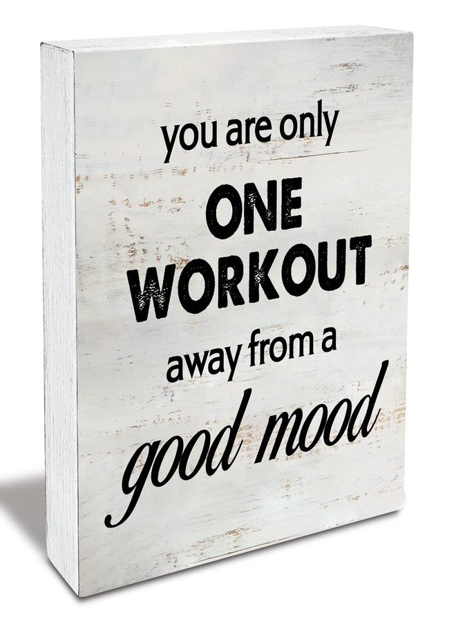 MAVOTEN Rustic Good Mood Wood Box Sign Motivational Fitness Wooden Box Sign Farmhouse Home Home Gym Desk Shelf Decor Uplifting Gift (5 X 5 Inch) - Image 1